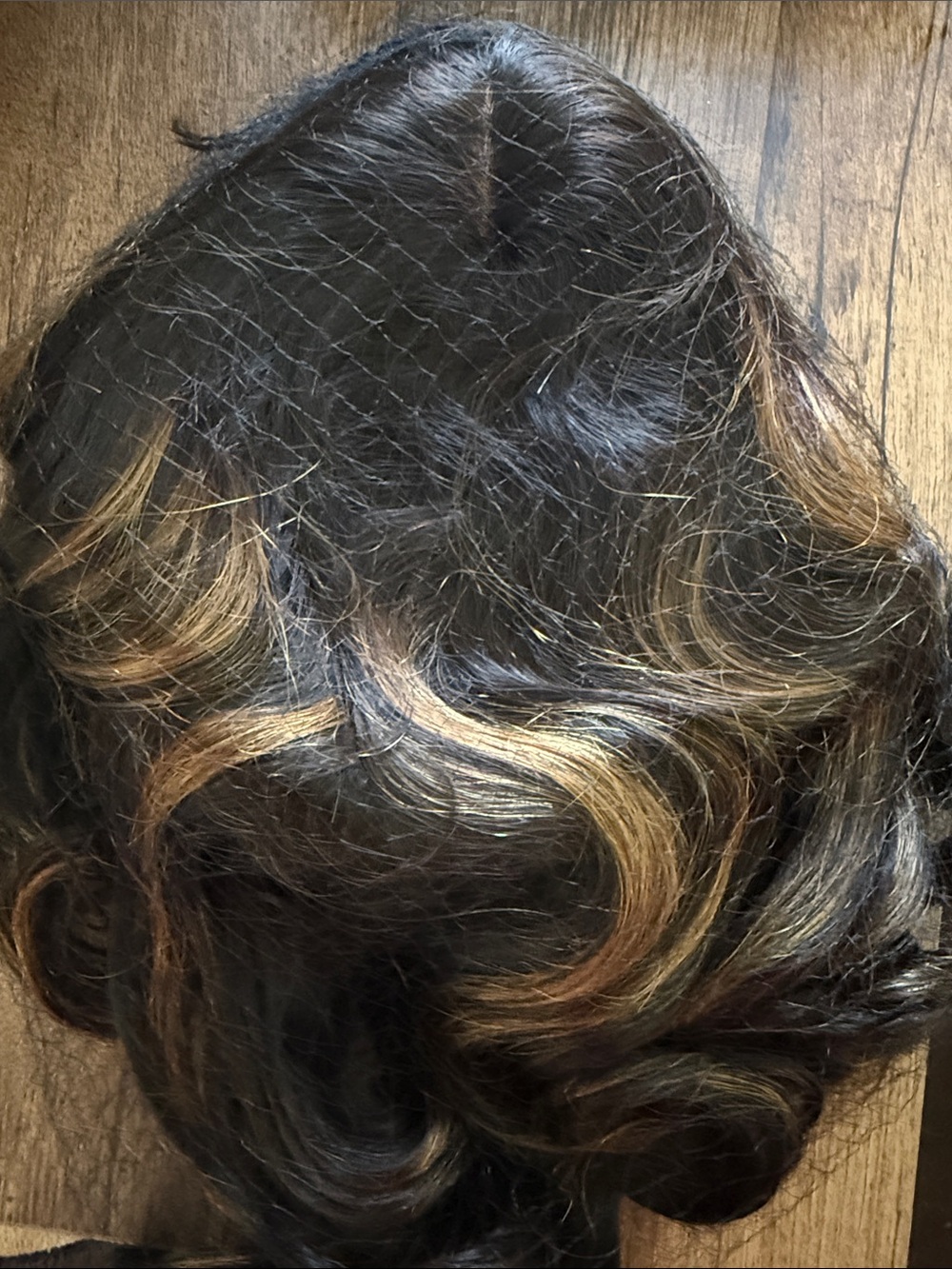 Luvme - True Scalp Blonde Highlight Loose Wave Glueless Lace Wig Bang 14 inch - Picture 5 of 7
